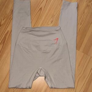 Light tan High-Waist Leggings with Pink Logo size XS